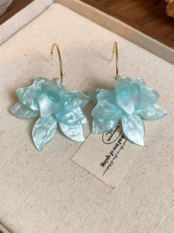 Boucles d'oreilles en forme de fleur, couleur unie