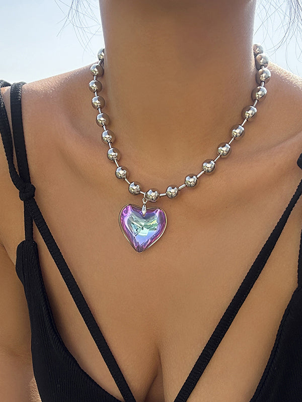 Collier perlé brillant délicat en forme de cœur