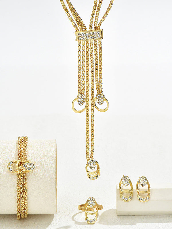 Parure bracelet, collier et bague géométrique