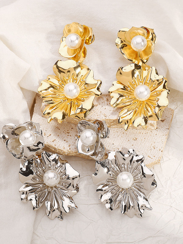 Boucles d'oreilles pendantes en forme de fleur