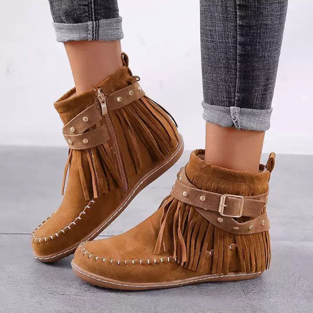 Dorothea | Bottines à franges pour femmes avec boucles