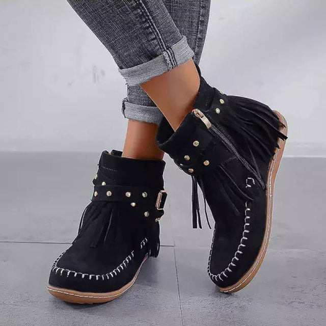 Dorothea | Bottines à franges pour femmes avec boucles