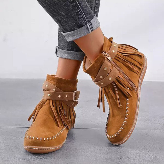 Dorothea | Bottines à franges pour femmes avec boucles