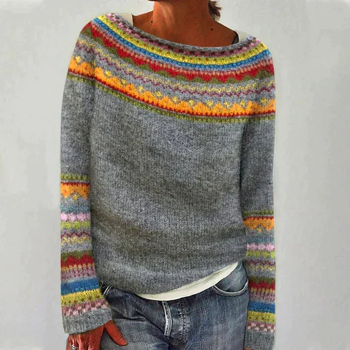 Pull en tricot vintage pour femmes à motifs | Chaud & Confortable