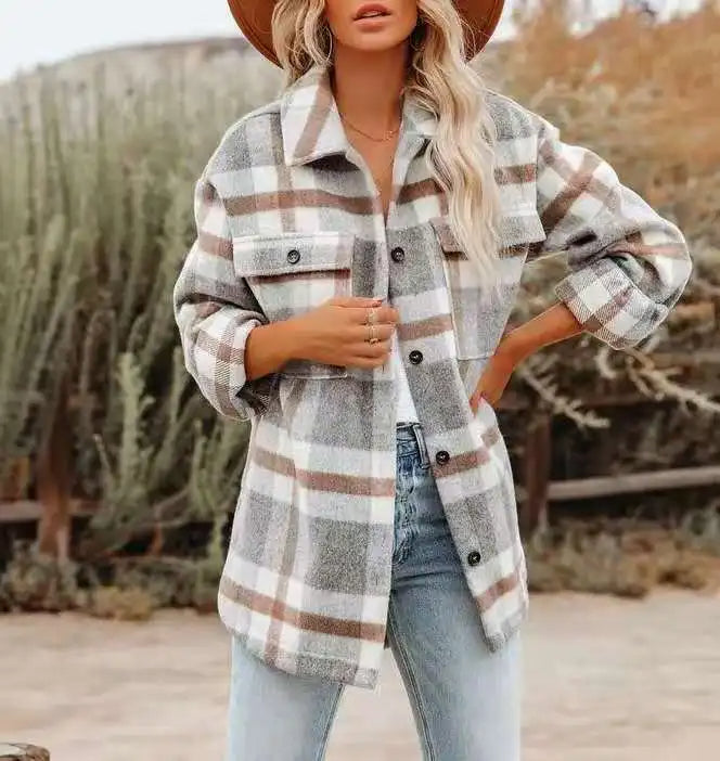 Chemise oversize à carreaux confortable et stylée pour femmes