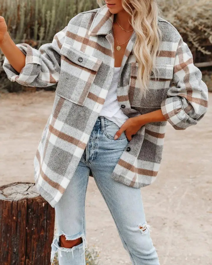 Chemise oversize à carreaux confortable et stylée pour femmes