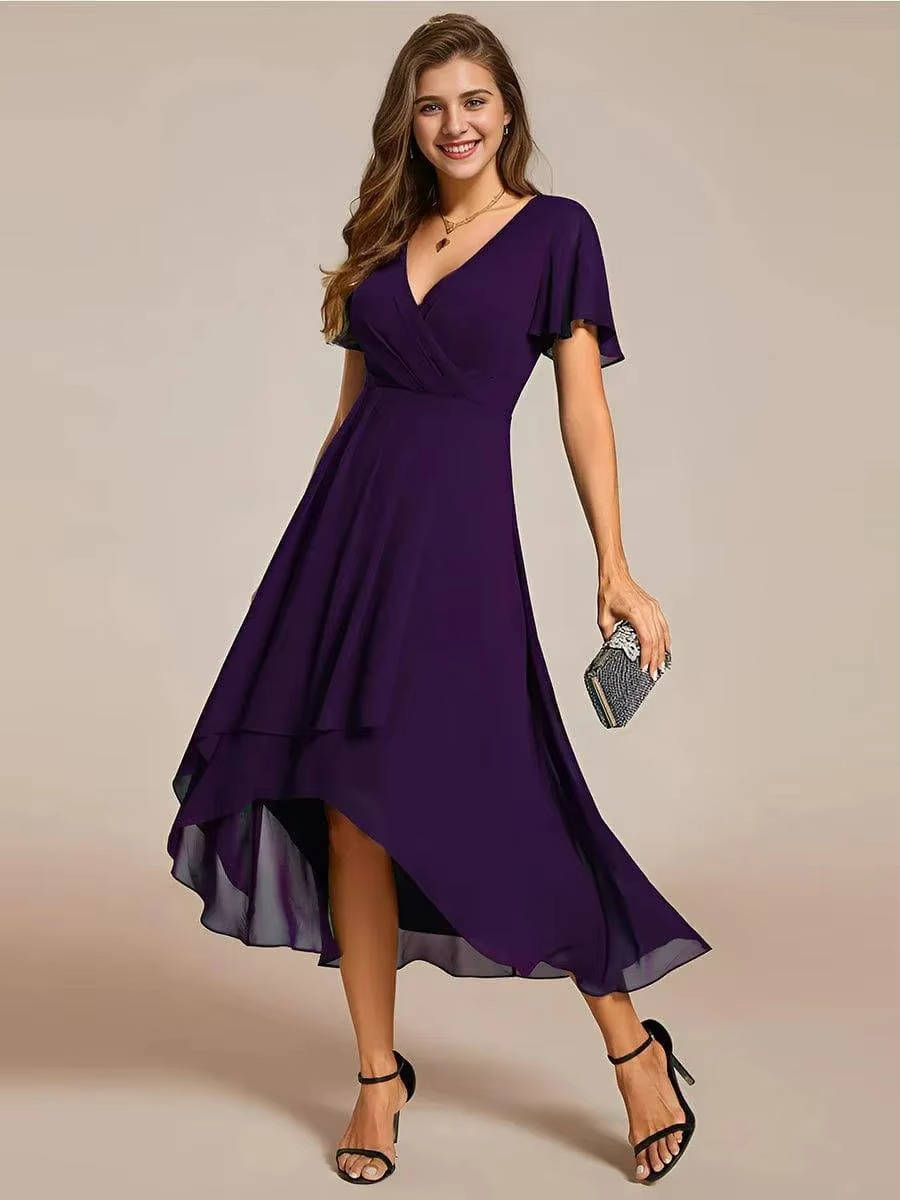 Robe Midi Asymétrique d'Invitée de Mariage pour Femmes en Été