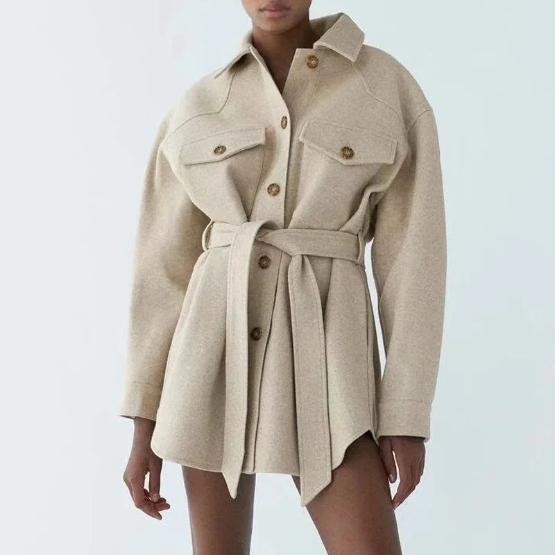 Manteau chemise pour femmes avec ceinture