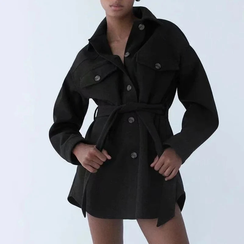 Manteau chemise pour femmes avec ceinture