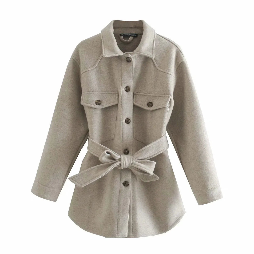 Manteau chemise pour femmes avec ceinture