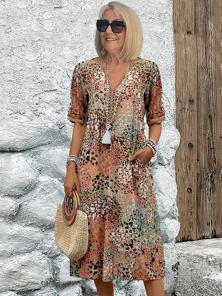 Lina | Robe midi vivante au style moderne