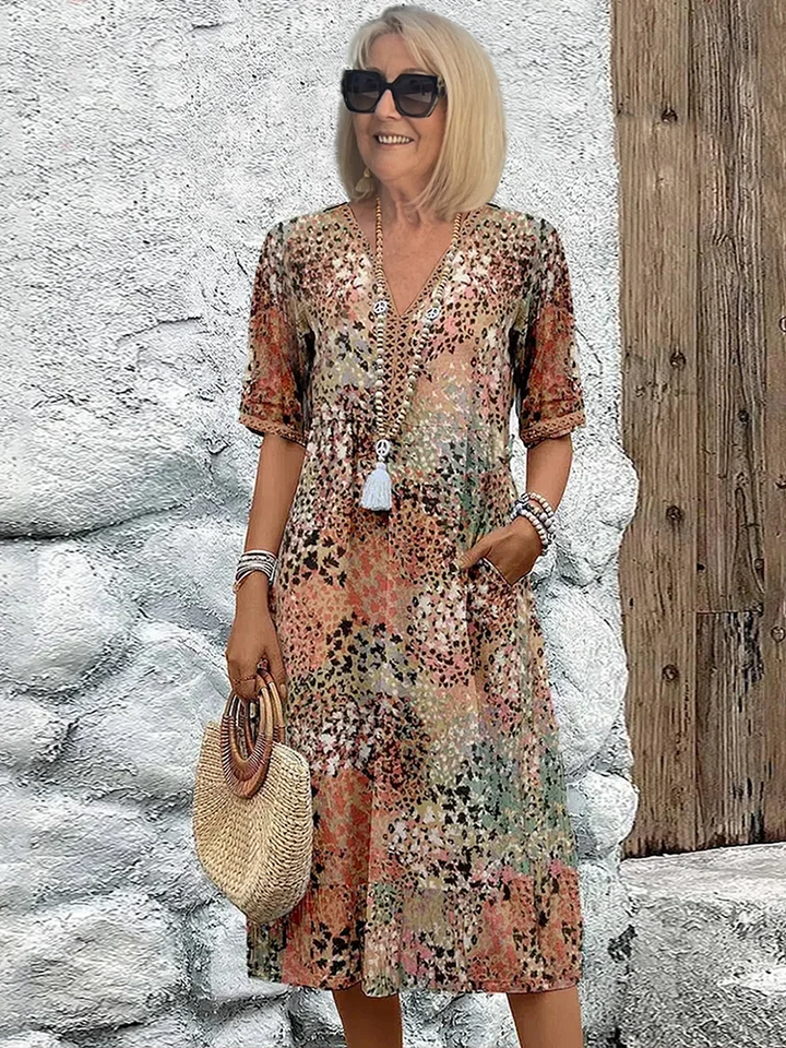 Lina | Robe midi vivante au style moderne