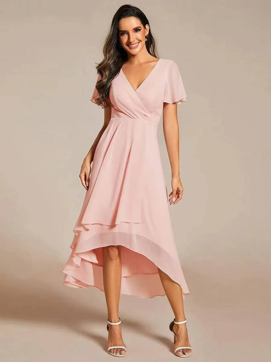 Robe Midi Asymétrique d'Invitée de Mariage pour Femmes en Été