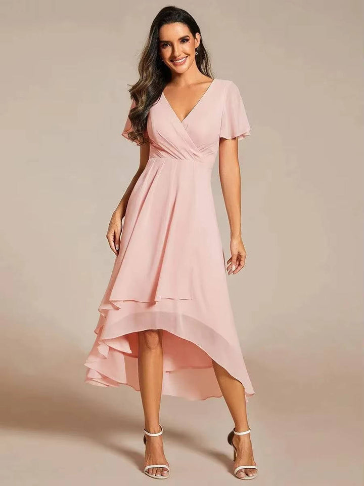 Robe Midi Asymétrique d'Invitée de Mariage pour Femmes en Été