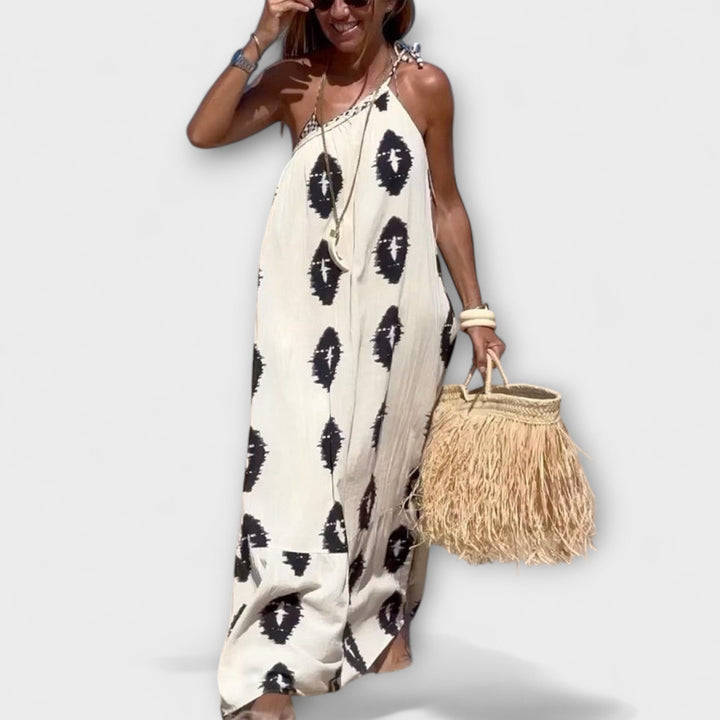 Ilana – Robe maxi à une épaule avec une touche de vacances