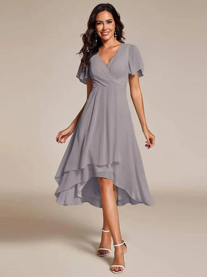 Robe Midi Asymétrique d'Invitée de Mariage pour Femmes en Été