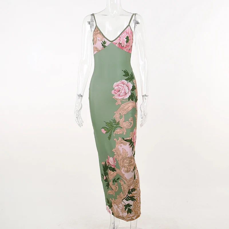 Lianna | Robe maxi avec accents floraux roses