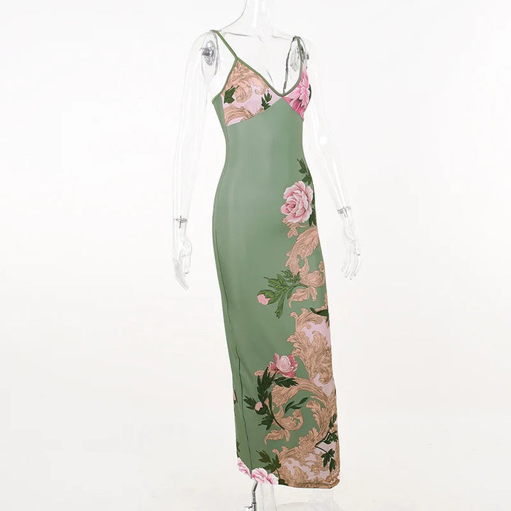 Lianna | Robe maxi avec accents floraux roses
