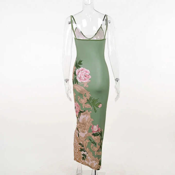 Lianna | Robe maxi avec accents floraux roses