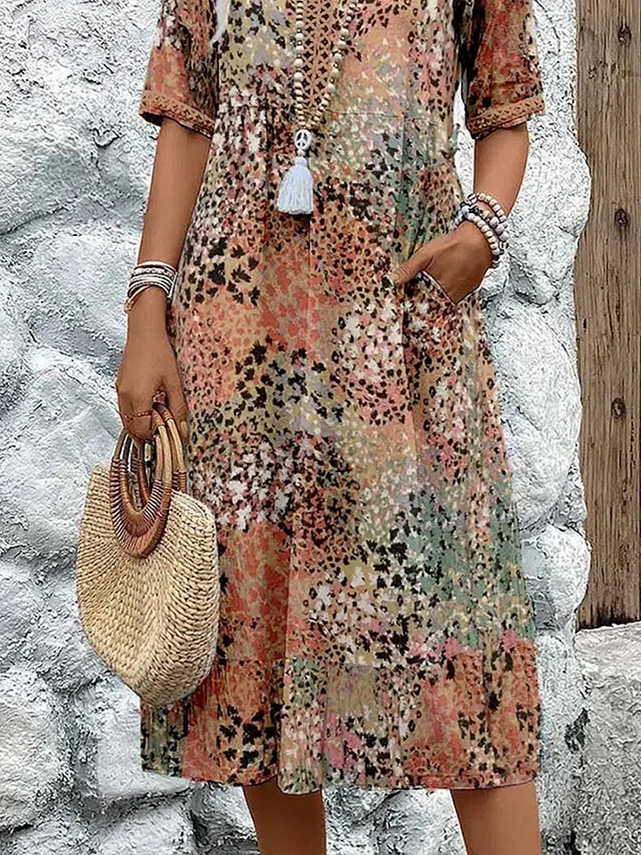 Lina | Robe midi vivante au style moderne