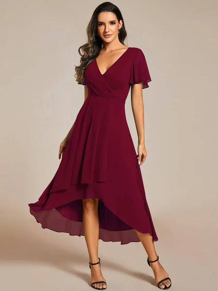 Robe Midi Asymétrique d'Invitée de Mariage pour Femmes en Été