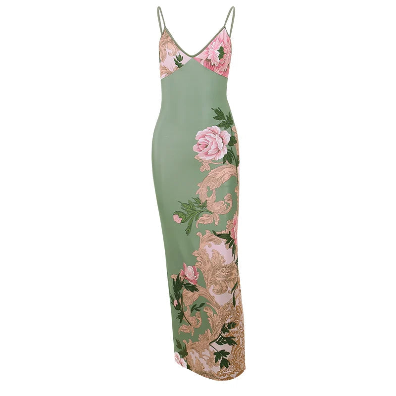 Lianna | Robe maxi avec accents floraux roses