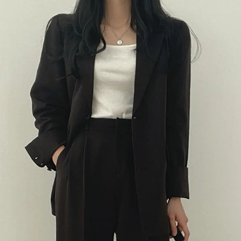 Costume Pantalon Femme Coupe Loose Blazer Baggy
