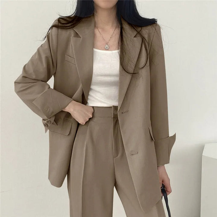 Costume Pantalon Femme Coupe Loose Blazer Baggy