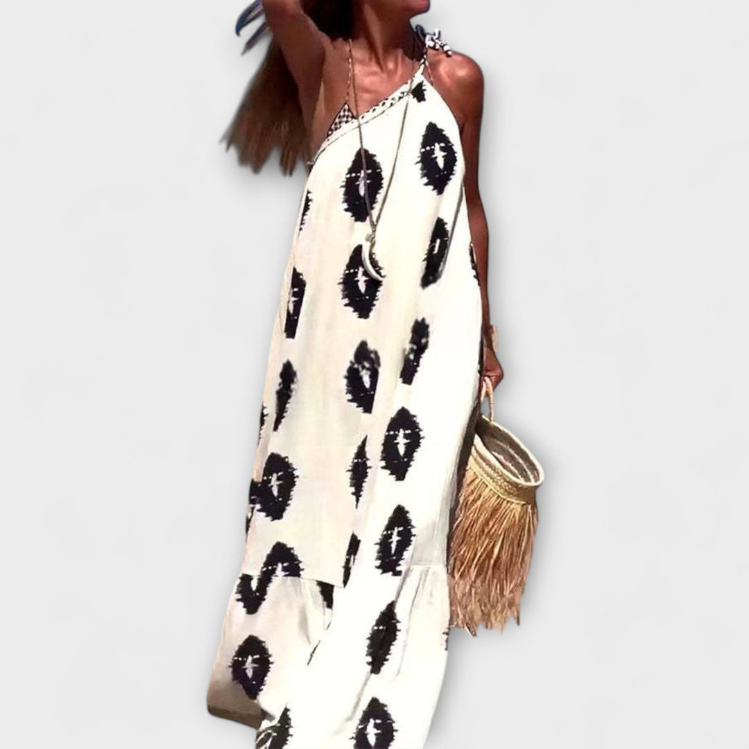 Ilana – Robe maxi à une épaule avec une touche de vacances