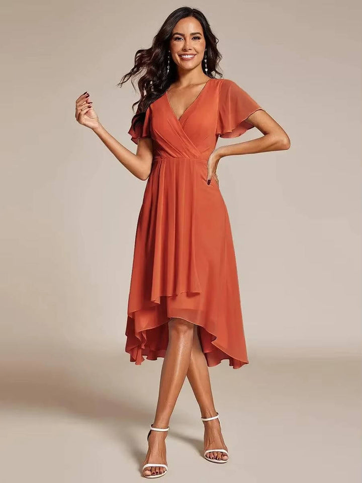 Robe Midi Asymétrique d'Invitée de Mariage pour Femmes en Été