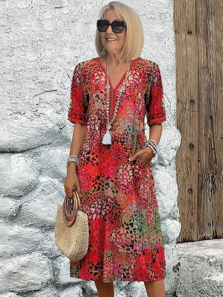 Lina | Robe midi vivante au style moderne