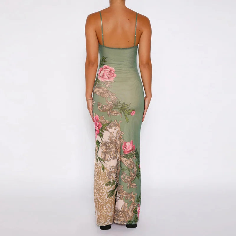 Lianna | Robe maxi avec accents floraux roses