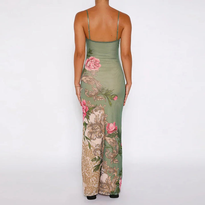 Lianna | Robe maxi avec accents floraux roses