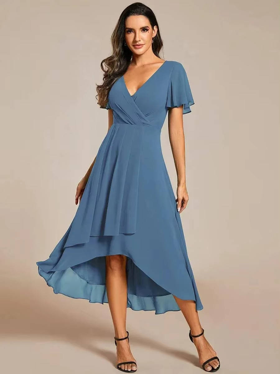 Robe midi asymétrique d'invitée de mariage pour femmes en été