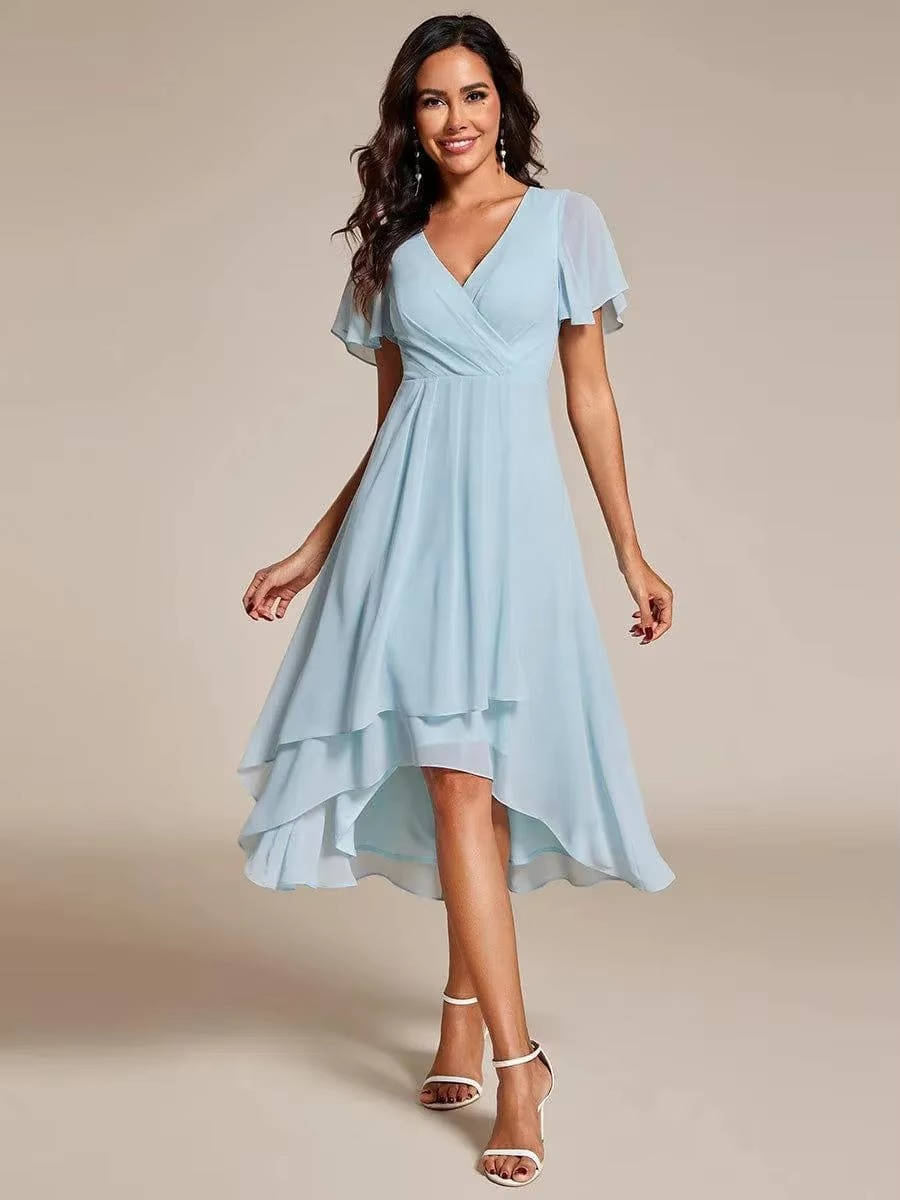 Robe Midi Asymétrique d'Invitée de Mariage pour Femmes en Été