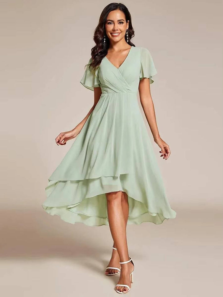 Robe Midi Asymétrique d'Invitée de Mariage pour Femmes en Été