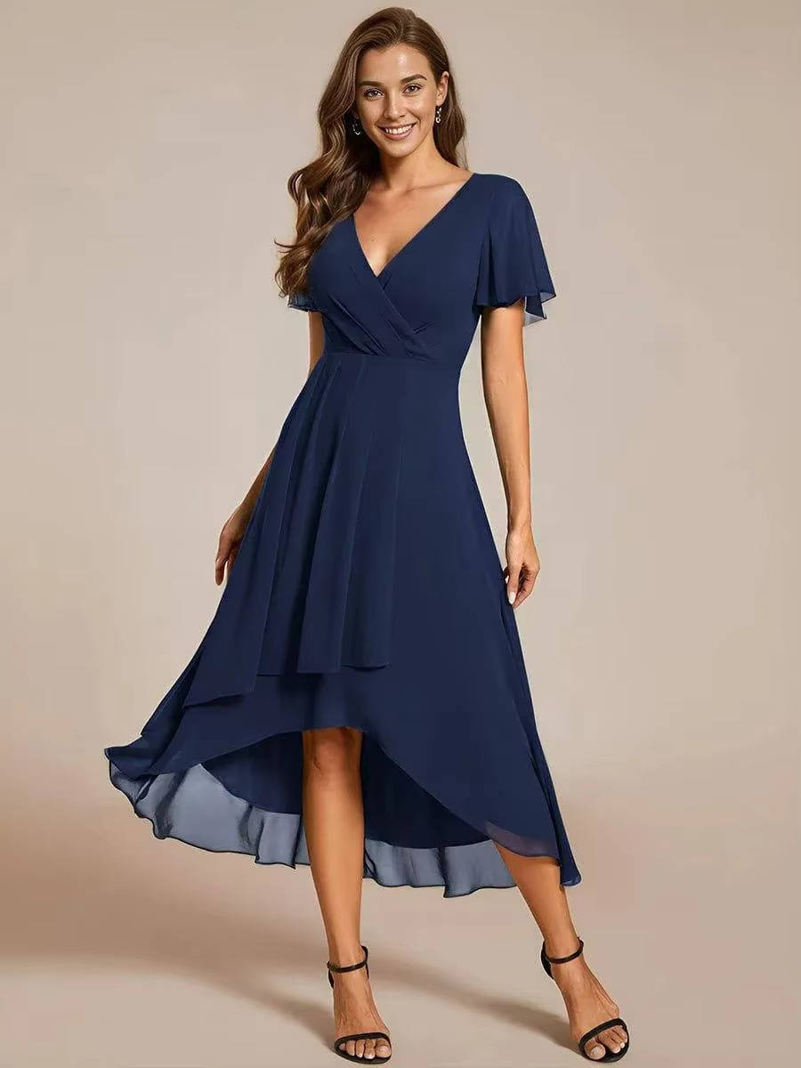 Robe midi asymétrique d'invitée de mariage pour femmes en été