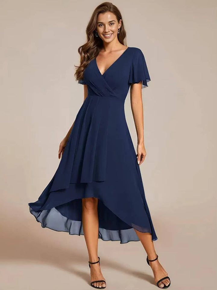 Robe Midi Asymétrique d'Invitée de Mariage pour Femmes en Été