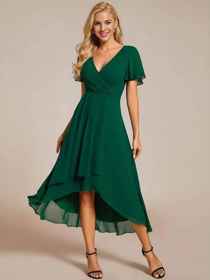 Robe Midi Asymétrique d'Invitée de Mariage pour Femmes en Été