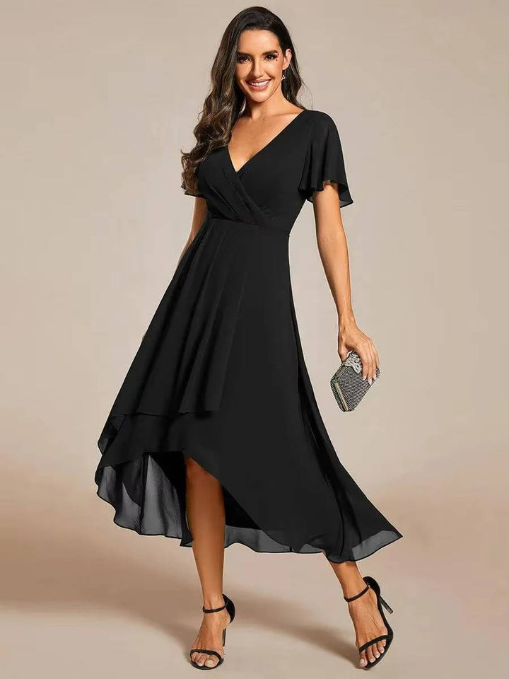 Robe Midi Asymétrique d'Invitée de Mariage pour Femmes en Été