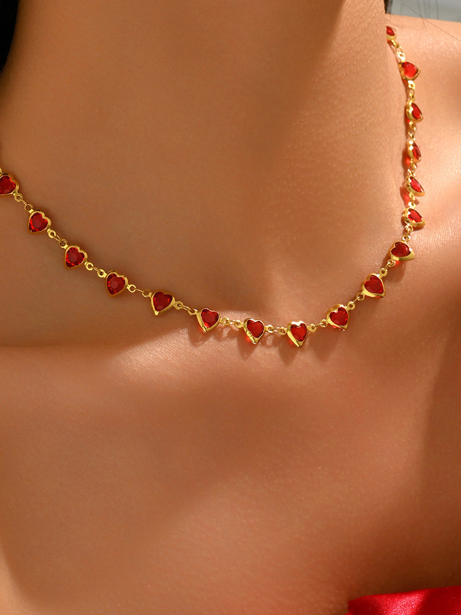 Ensemble deux pièces en forme de cœur – bracelet + collier