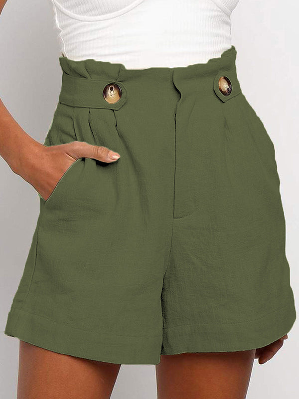 Short ample plissé taille haute, à empiècements