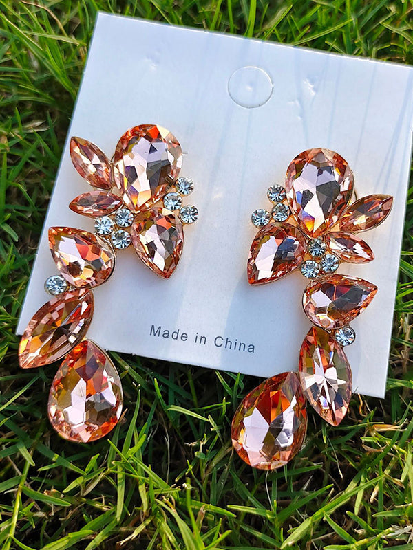 Boucles d'oreilles pendantes géométriques à strass