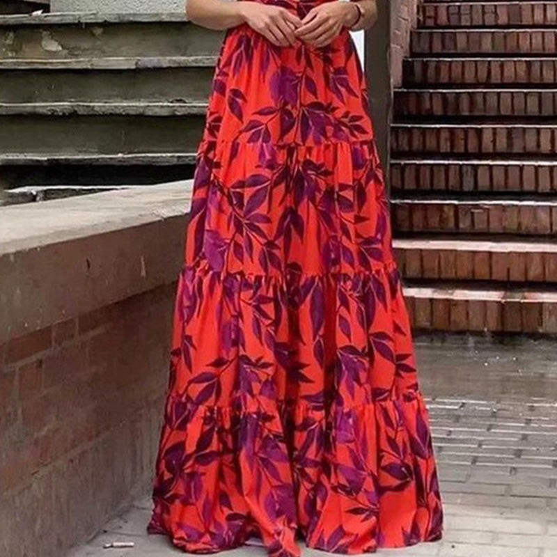 Sofia - Robe maxi froncée à motif floral dans le style bohème