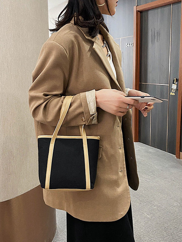 Sac fourre-tout décontracté simple en toile de couleur unie