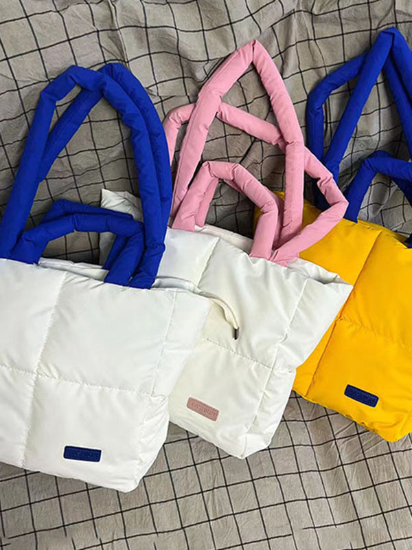 Sac cabas matelassé à empiècements, couleur contrastée