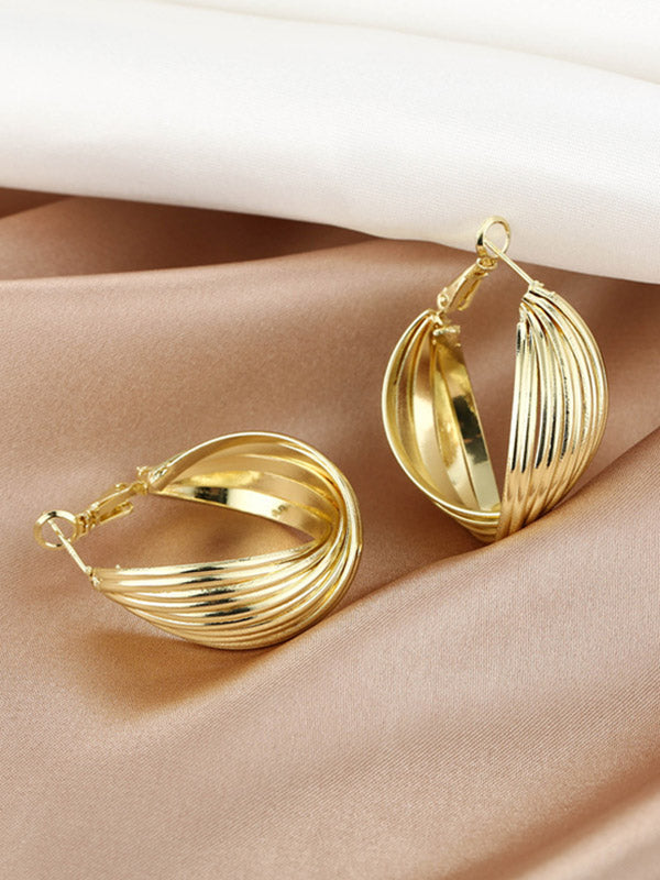 Boucle d'oreille originale hip-hop dorée simple et élégante