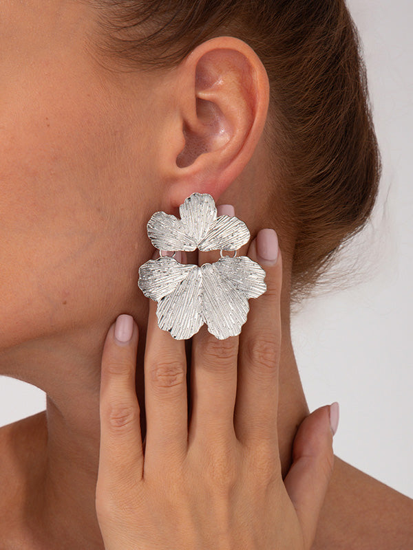 Boucles d'oreilles à coupe irrégulière, en forme de fleur
