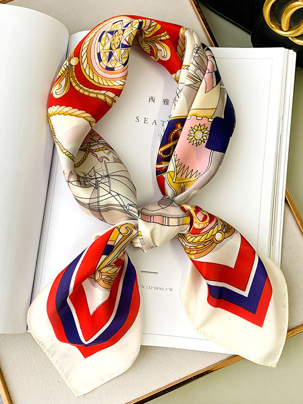 Foulard carré imprimé imitation soie urbaine