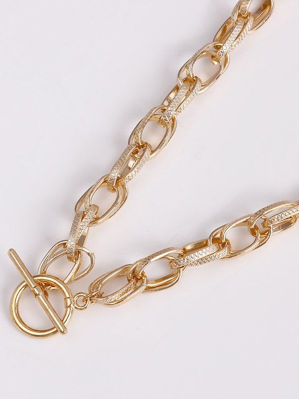 Collier ajouré délicat à chaîne, couleur unie